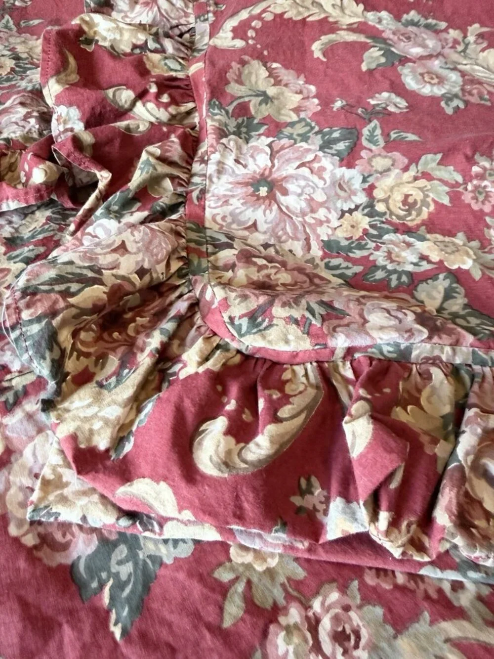 3Pc Ralph Lauren Marseilles Full/Double Duvet Cover COTTON +2 Ruffle Shams READ